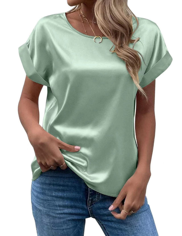 Damen Satin T-Shirt mit elegante Details Drune