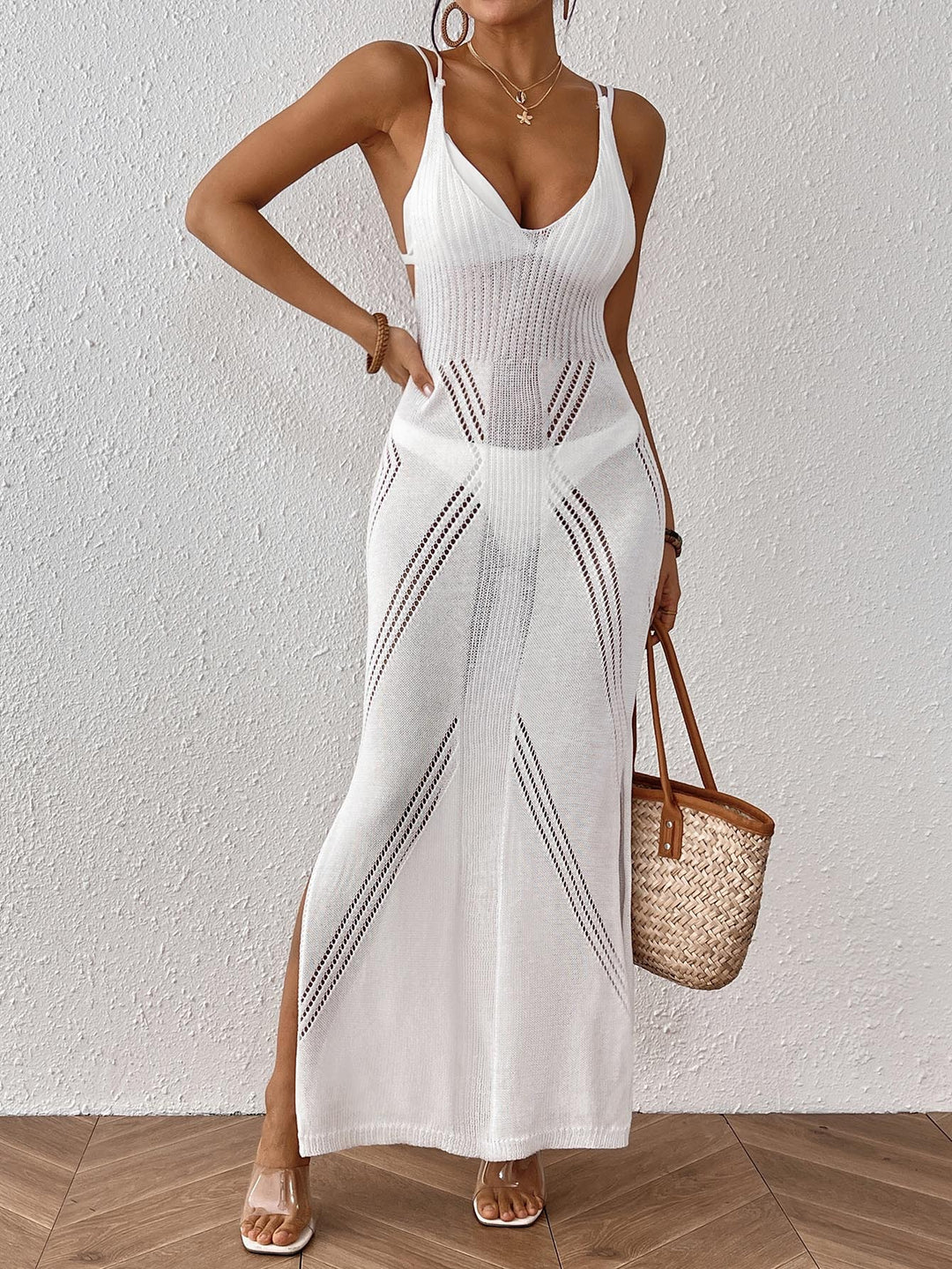 Damen Maxikleid mit raffiniertem Netzdesign Drune