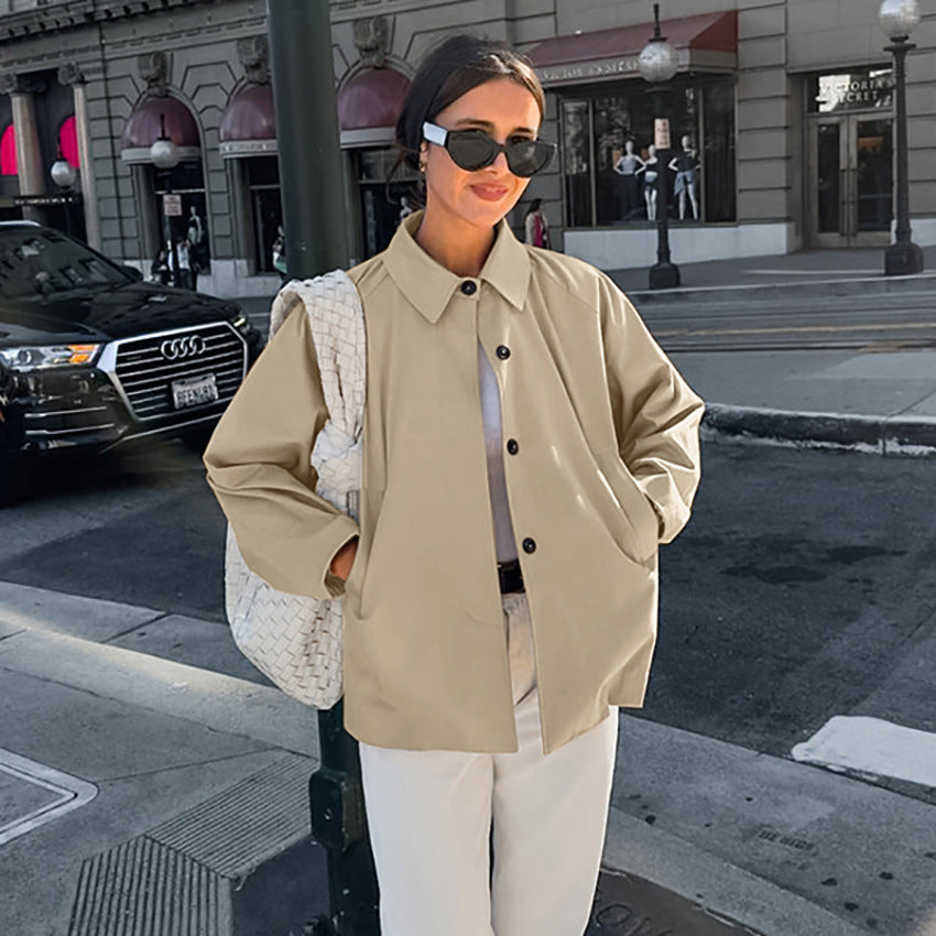 Damen modische Übergangsjacke im lässigen Oversized-Schnitt mit praktischen Taschen Drune