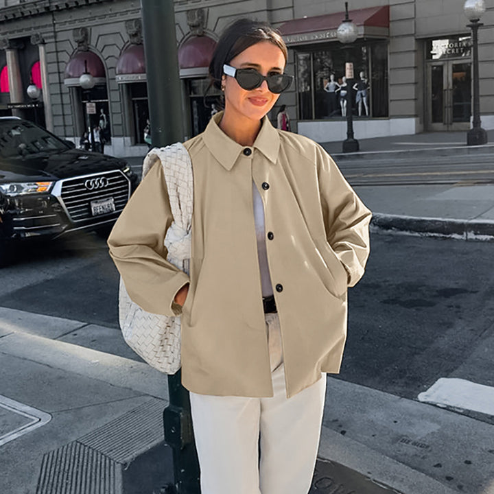 Damen modische Übergangsjacke im lässigen Oversized-Schnitt mit praktischen Taschen Drune