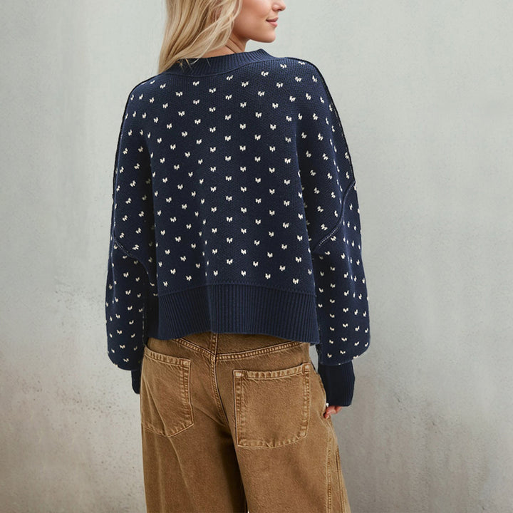 Damen lässiger Pullover mit strukturiertem Design und baumwollartiger Textur Drune