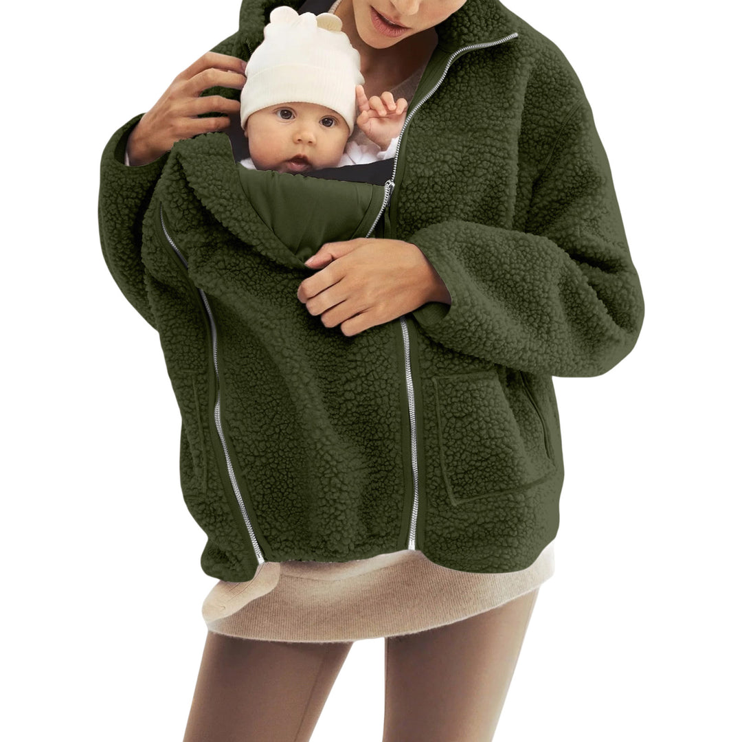 Damen nan oversized Teddyfleece Jacke mit Stehkragen und durchgehendem Reißverschluss Drune