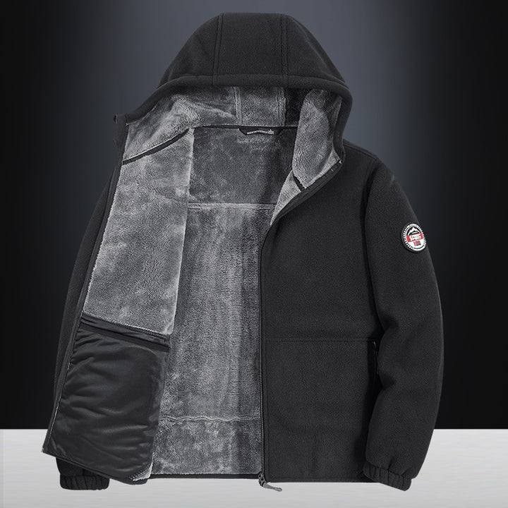 Herren Gemütliche Fleecejacke mit Kapuze Drune