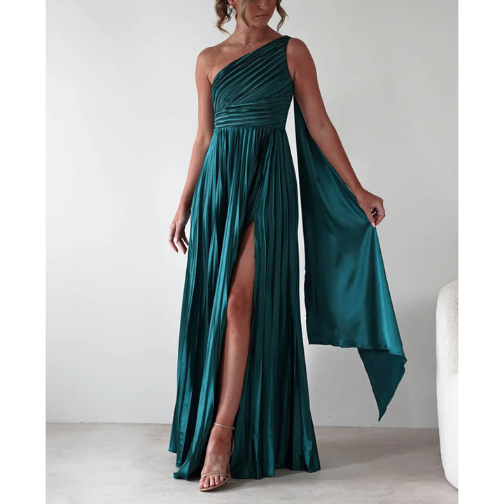 Damen Abendkleid mit elegantem Faltenrock und asymmetrischem Oberteil Drune