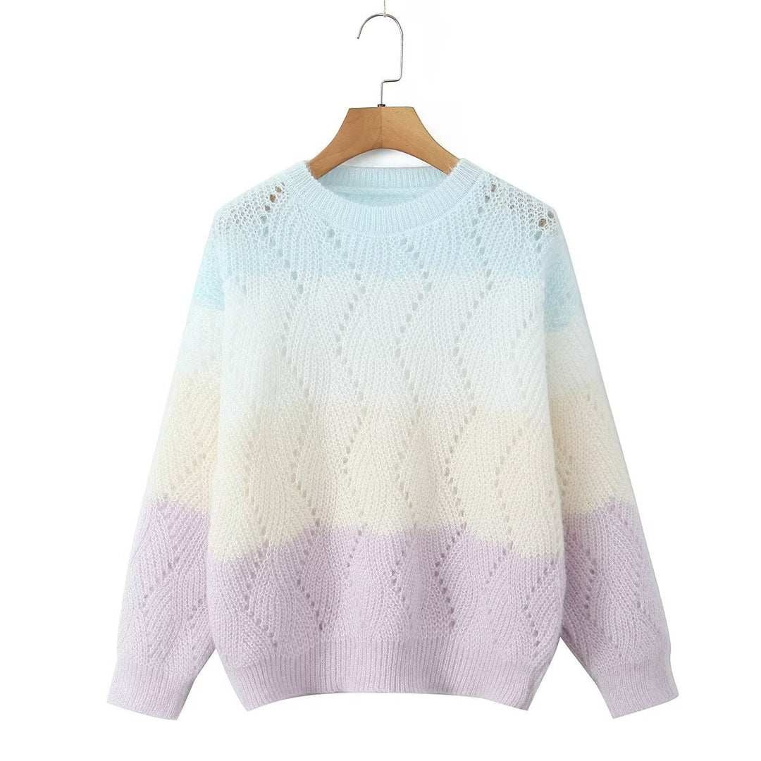 Damen Strickpullover mit modernem Wellenmuster und sanften Farbverläufen Drune