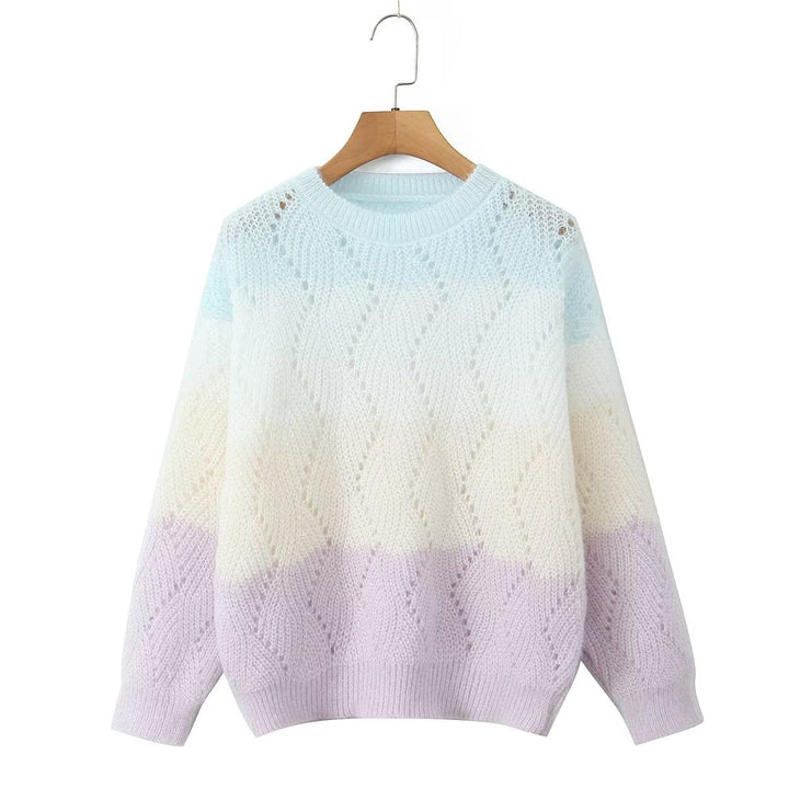Damen Strickpullover mit modernem Wellenmuster und sanften Farbverläufen Drune