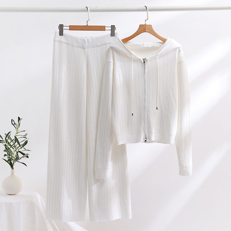 Damen modisches Loungewear-Set mit hohem Kragen und Reißverschluss Drune