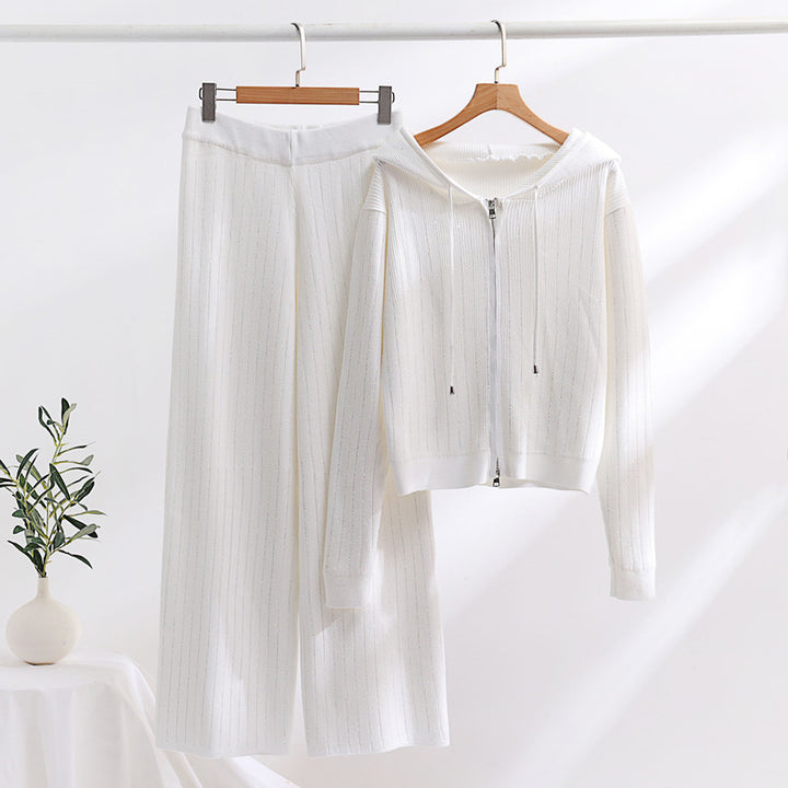 Damen modisches Loungewear-Set mit hohem Kragen und Reißverschluss Drune