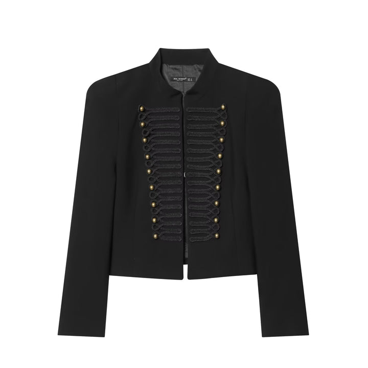 Damen Militärisch-inspirierte Cropped-Jacke mit Stehkragen und Zierkordeln Drune