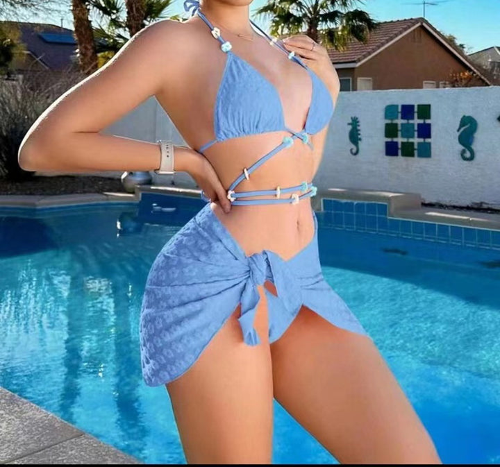 Damen Triangel-Bikini mit modischem Wickelrock Drune