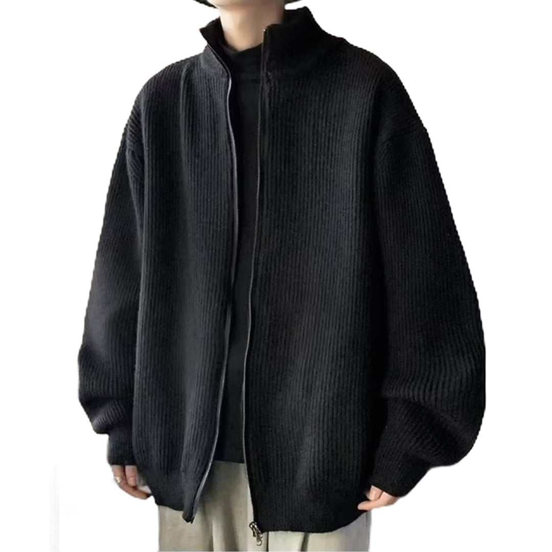 Herren Übergroße Strickjacke mit Stehkragen Drune