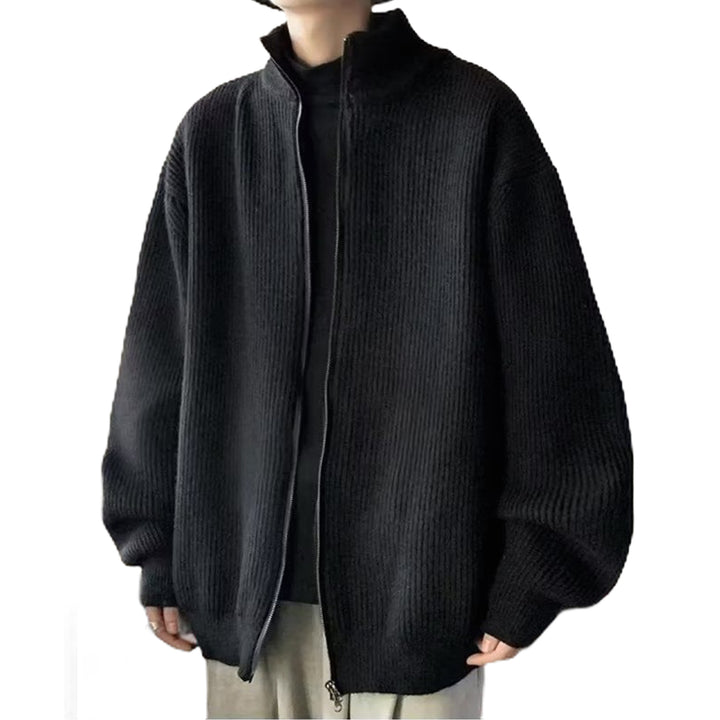 Herren Übergroße Strickjacke mit Stehkragen Drune