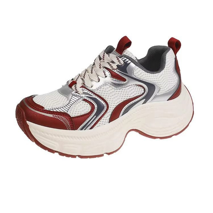 Damen Voluminöse Chunky‑Sneaker mit atmungsaktivem Mesh‑PU‑Mix und skulpturierter Wedge‑Sohle Drune