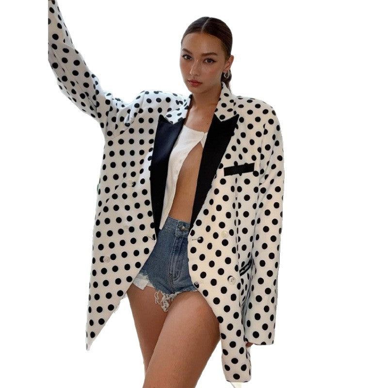 Damen Oversized Blazer mit Polka-Dots Drune