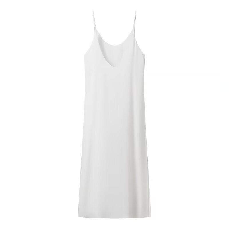 Damen Maxikleid mit seitlichem Schlitz und modernen Trägern Drune