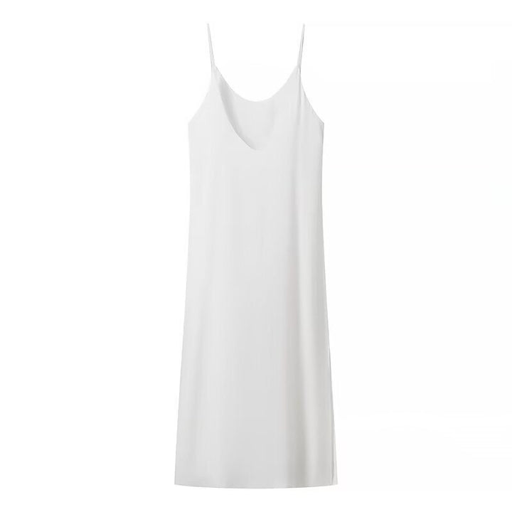 Damen Maxikleid mit seitlichem Schlitz und modernen Trägern Drune