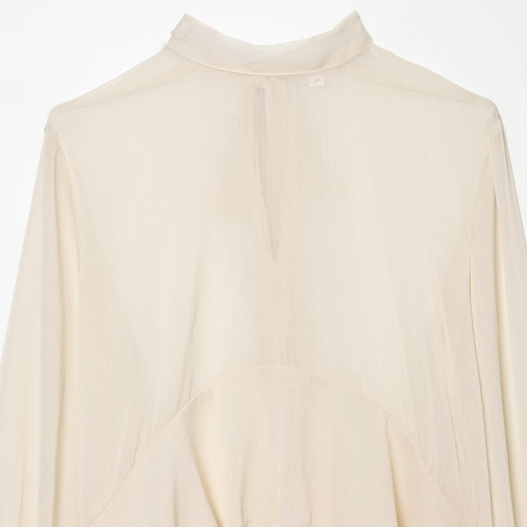 Damen Asymmetrische Volant-Bluse mit hohem Vorderteil, tiefem Rückteil und Trompetenärmeln Drune