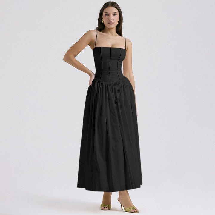 Damen nan tailliertes Maxikleid mit Korsettoberteil und feinen Spaghettiträgern Drune
