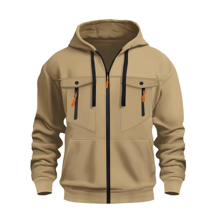 Herren Kapuzen-Sweatjacke mit durchgehendem Reißverschluss, zwei zip-Brusttaschen und ergonomischen Bündchen Drune