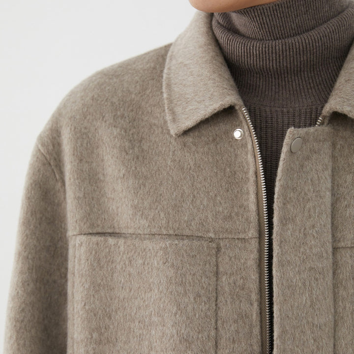 Herren Kurzjacke aus Wollmix mit Kastenform, Brusttaschen und verdecktem Reißverschluss Drune