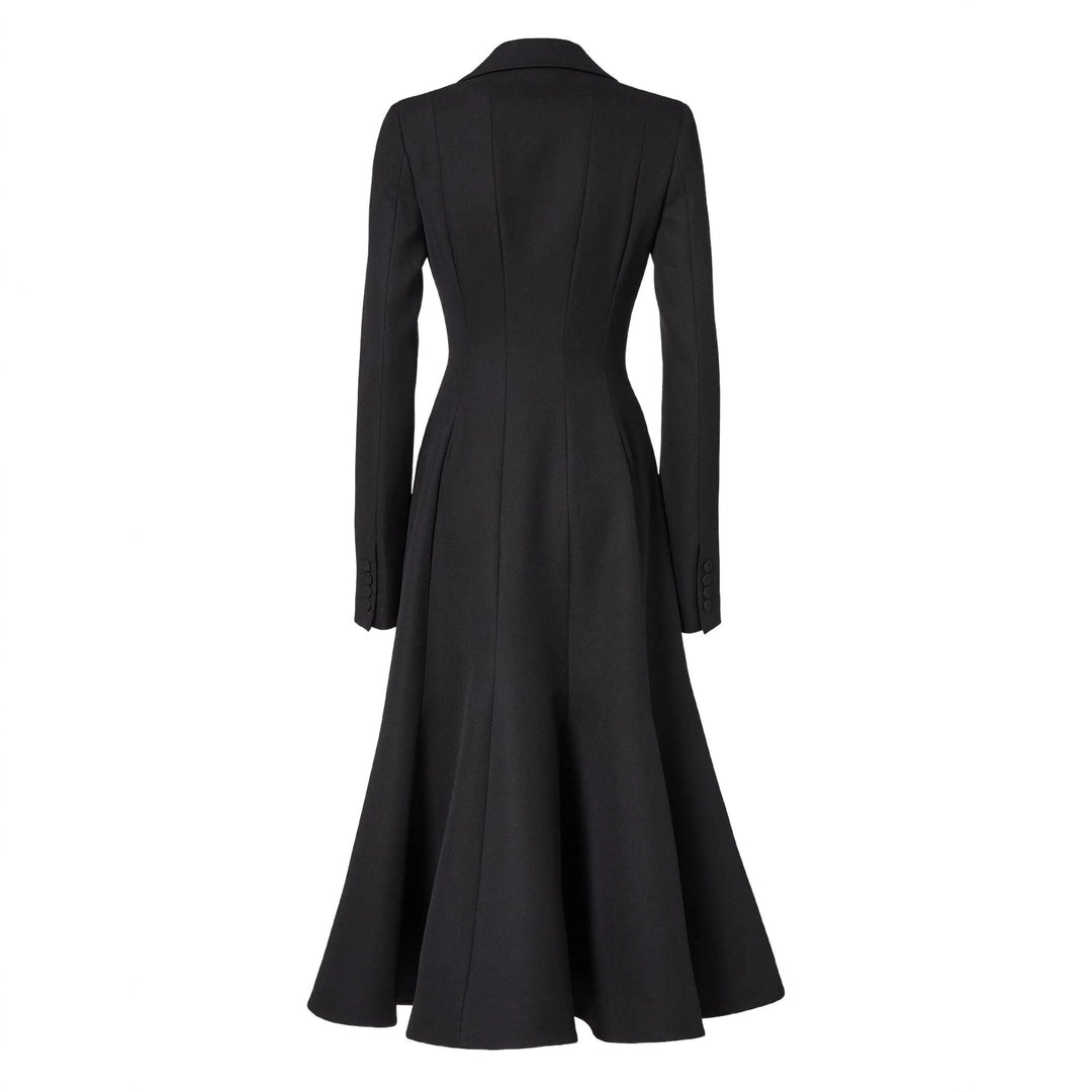 Damen taillierter Longblazer‑Mantel mit ausgestelltem Rockteil Drune