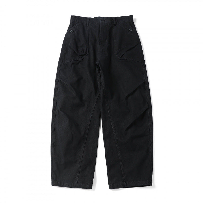 Unisex Lockere Utility-Hose mit hoher Taille, weitem Bein und aufgesetzten Arbeitstaschen Drune