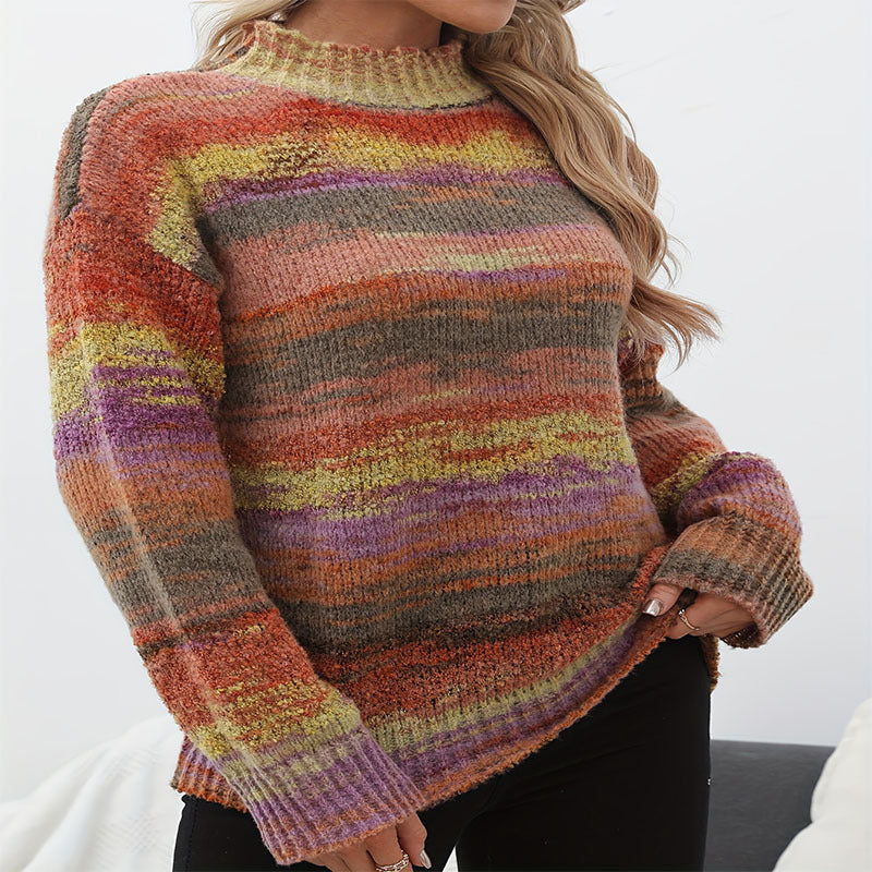 Damen gemütlicher Strickpullover mit strukturiertem Farbverlauf Drune