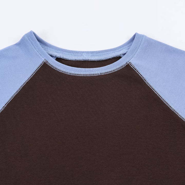 Damen Sportliches T-Shirt mit Kontrastärmeln und lässigem Schnitt Drune