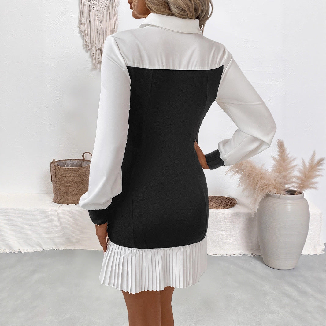 Damen Eleganter Blusen-Kleid mit gefalteten Details Drune