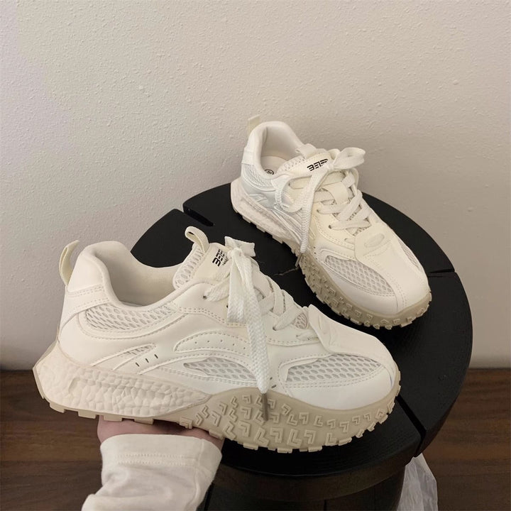 Damen Plateau-Chunky-Sneaker mit reflektierenden Mesh-Einsätzen, gepolstertem Komfortkragen und stoßdämpfender Sohle Drune