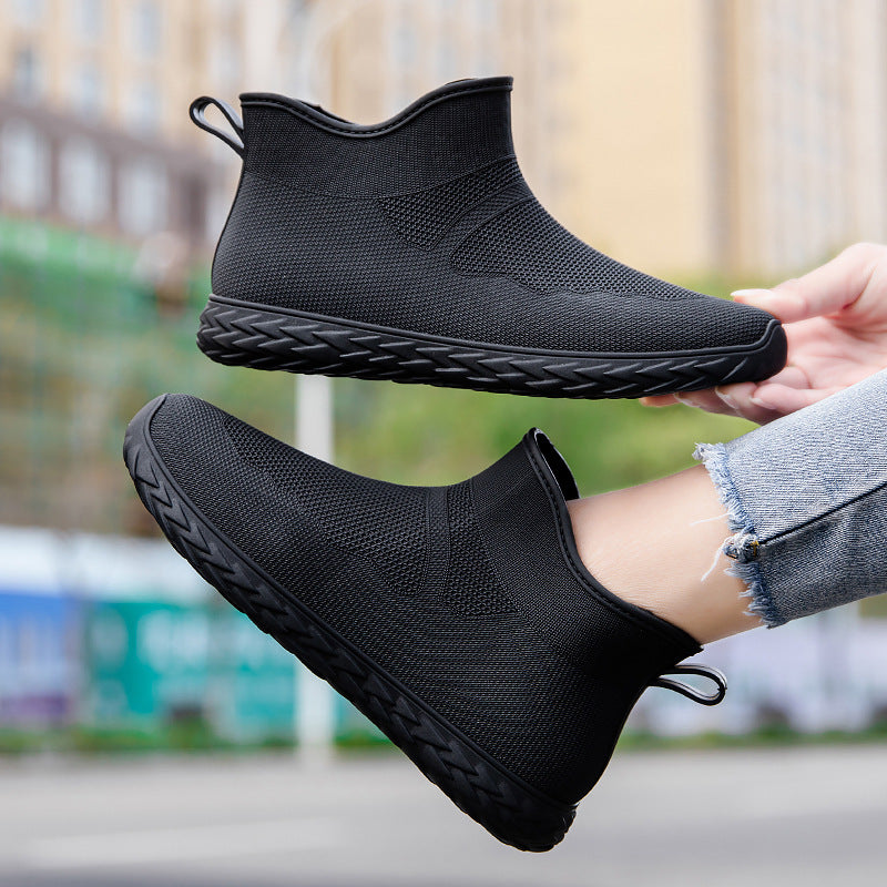 Damen Elastischer Strick-Slip-On Ankle-Sneaker mit Profilsohle Drune