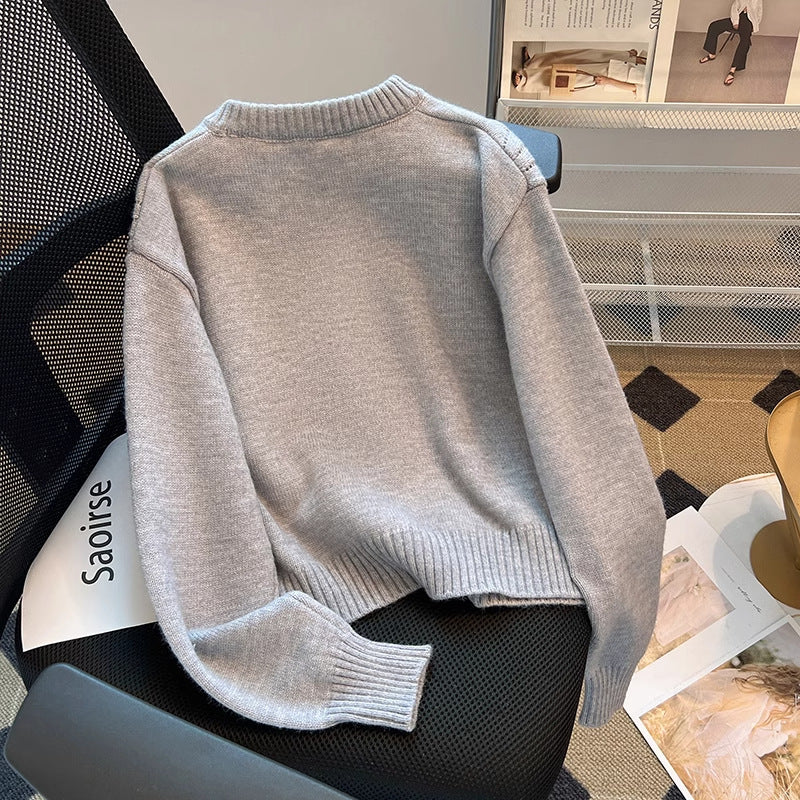 Damen sportlicher Strickpullover mit dekorativem Reißverschluss Drune