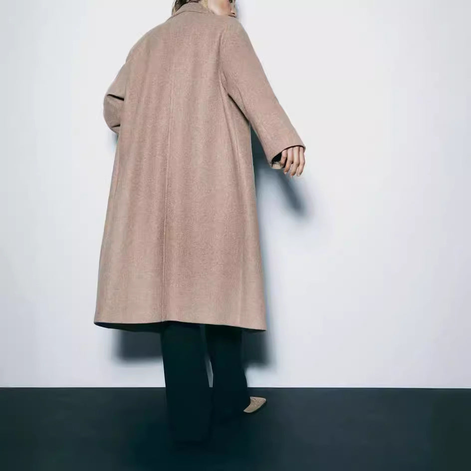 Damen trendiger Wollmantel mit doppelter Knopfreihe und elegantem Schnitt Drune