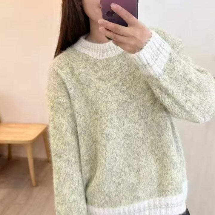 Damen Flauschiger Rundhalspullover Drune