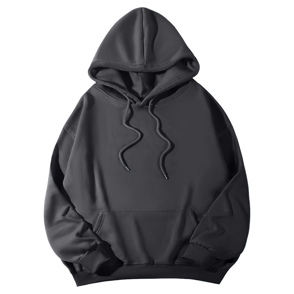 Unisex Oversize-Fleece-Hoodie mit tiefer Schulter, Kängurutasche und breitem Rippbund Drune