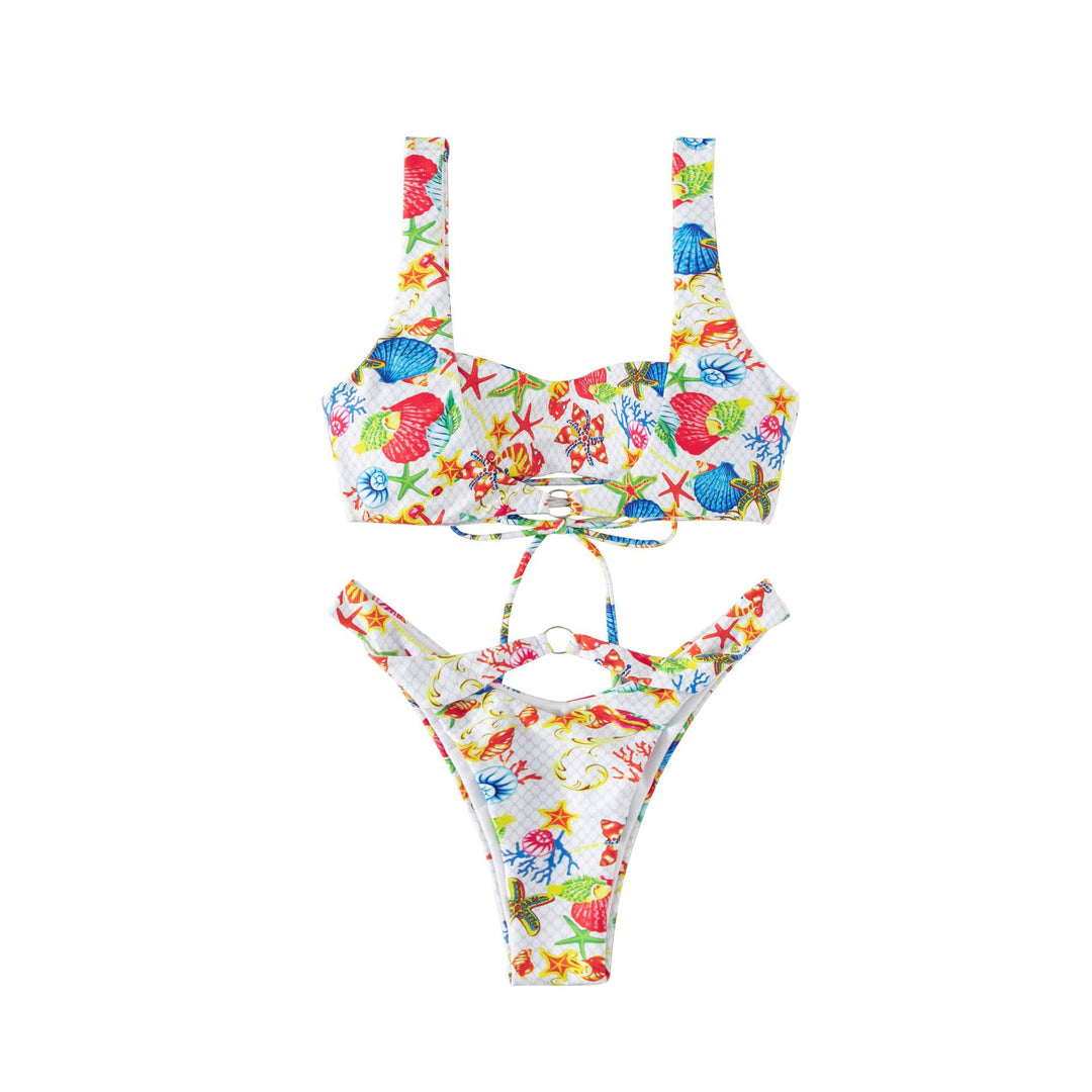 Damen Bikini mit floralem Design und verstellbaren Trägern Drune