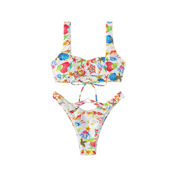 Damen Bikini mit floralem Design und verstellbaren Trägern Drune