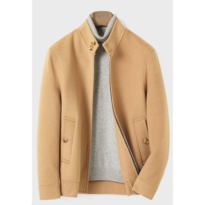 Herren Moderner Wollmix-Blouson mit hohem Stehkragen, verdecktem Reißverschluss und geknöpften Eingrifftaschen Drune