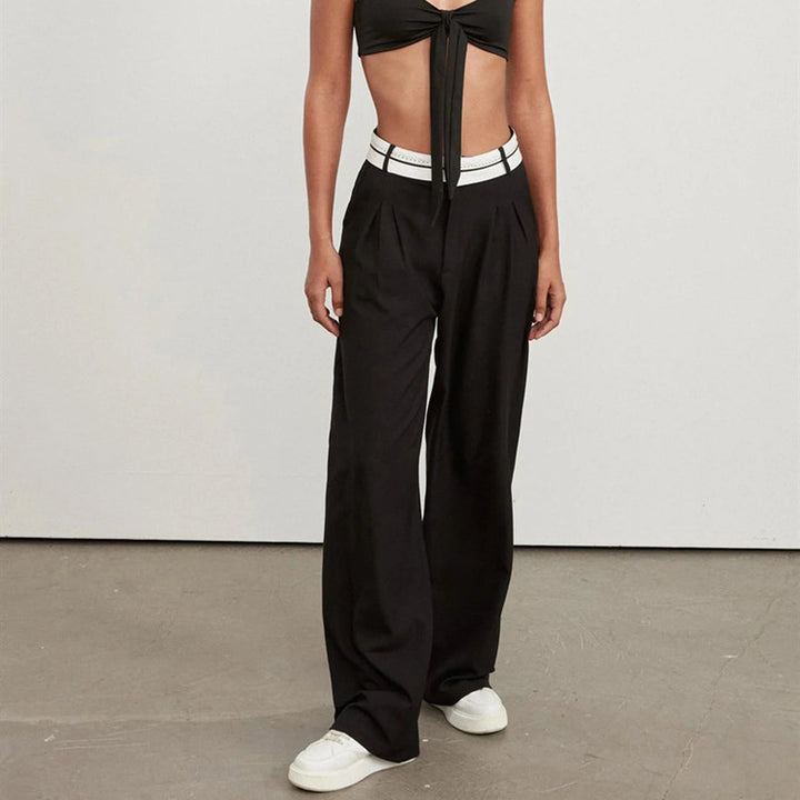 Damen weite Hochbundhose mit eleganten Falten Drune