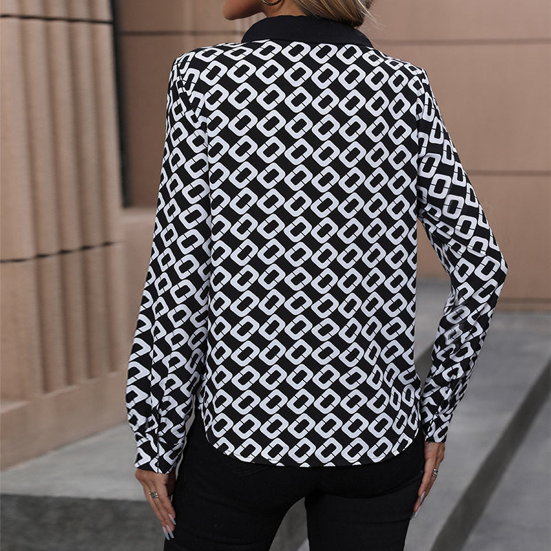 Damen Elegante Bluse mit strukturiertem Muster und Bindeband Drune