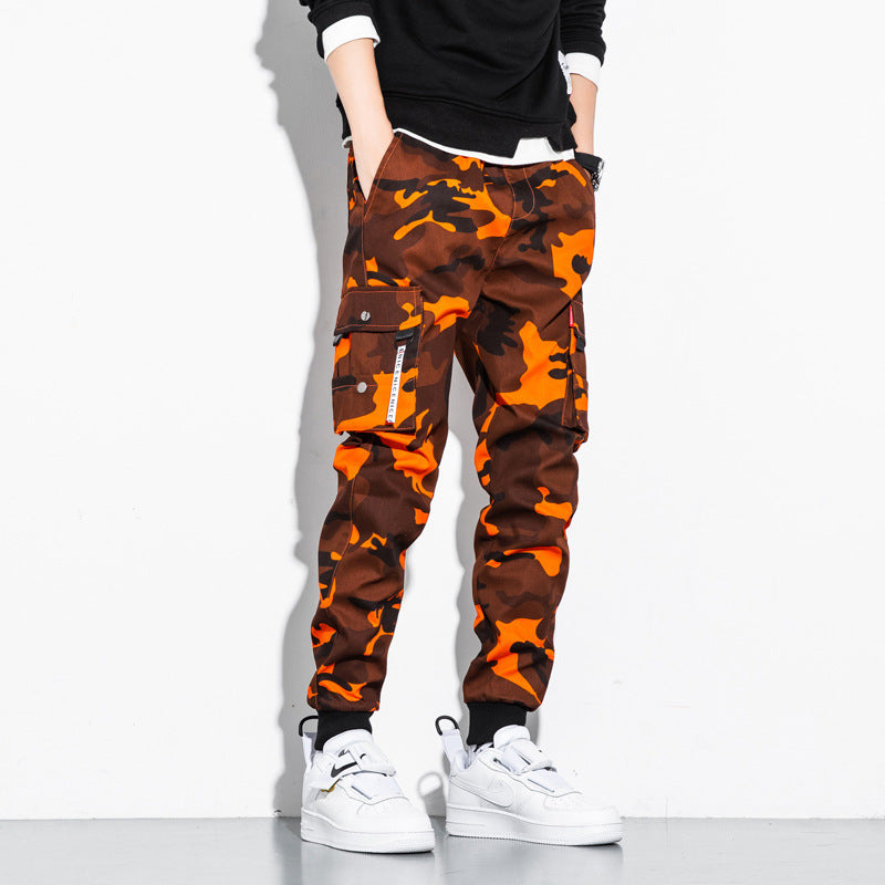 Herren Camouflage Cargo-Jogginghose mit Tapered-Schnitt, elastischem Bund und Multifunktionstaschen Drune