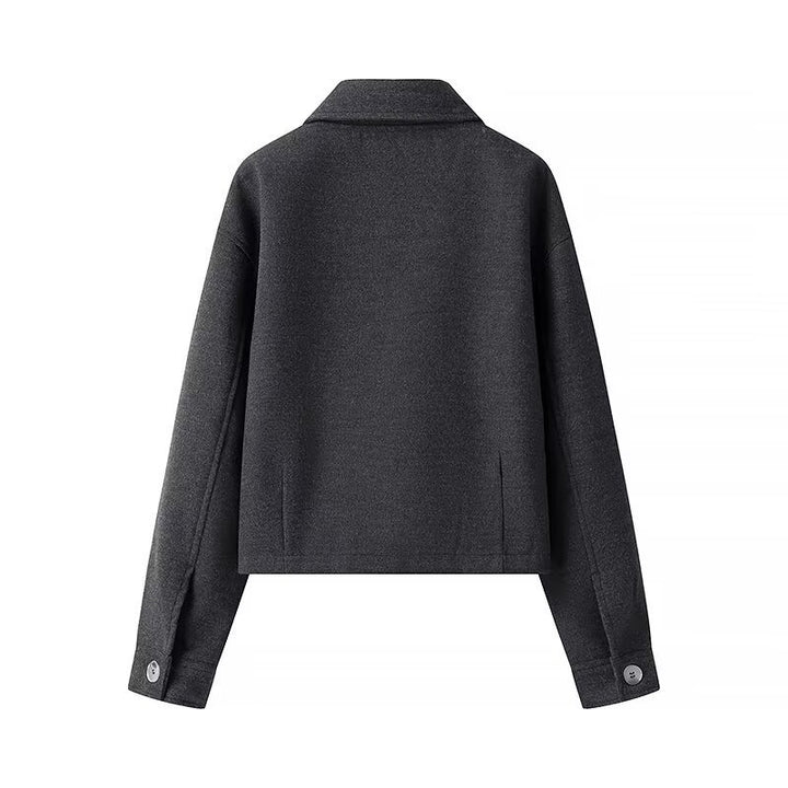 Damen nan gepflegte Cropped‑Blousonjacke im Hemdkragenstil mit verdeckter Reißverschlussfront und großen aufgesetzten Taschen Drune