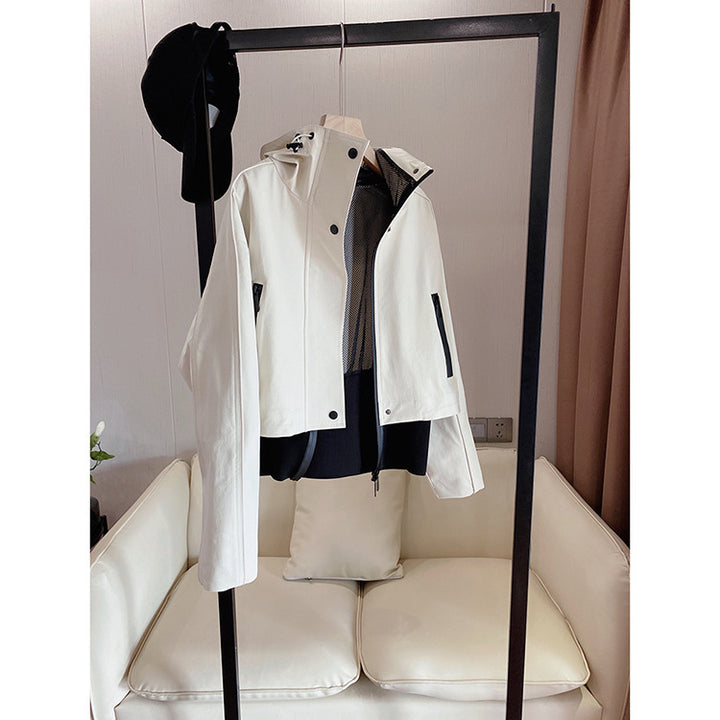 Damen Moderne Übergangsjacke mit extrahohem Kragen Drune