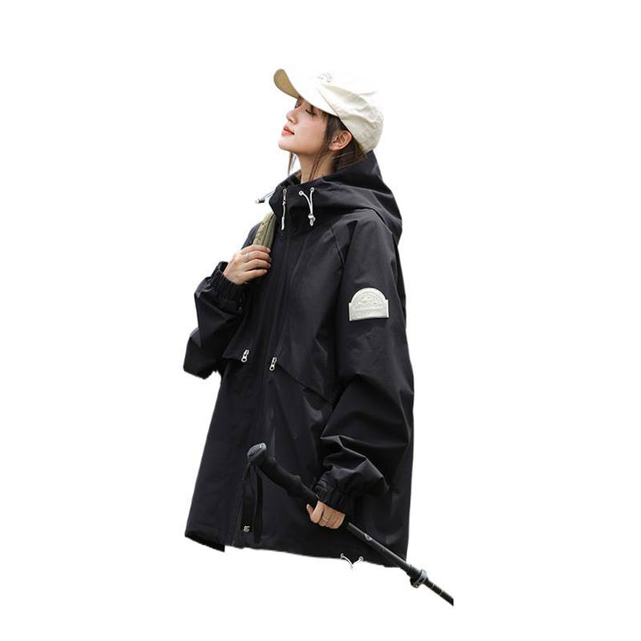 Damen Leichte Wasserabweisende Oversized Funktions-Outdoorjacke mit Kapuze Drune