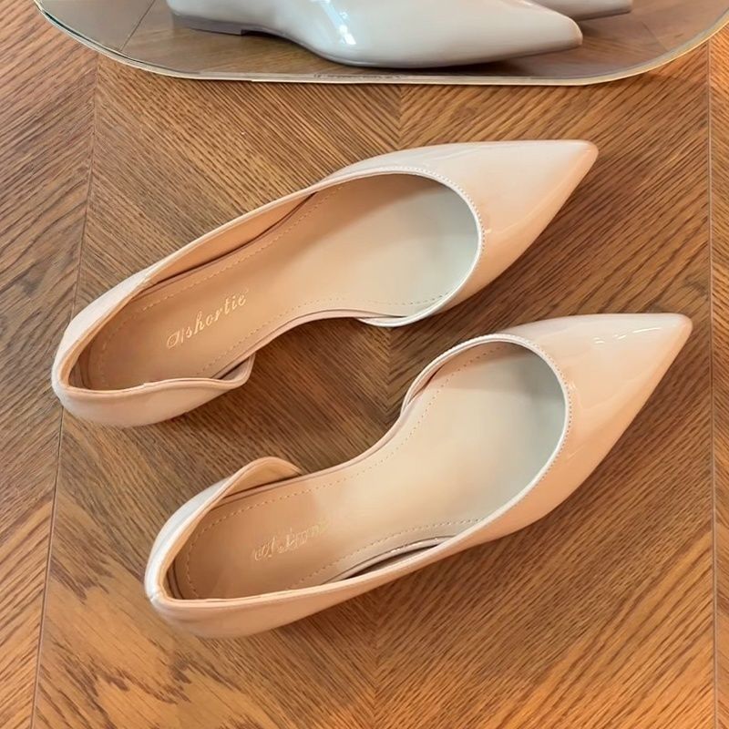 Damen Elegante spitz zulaufende Lack-Ballerinas mit Memory-Fußbett Drune