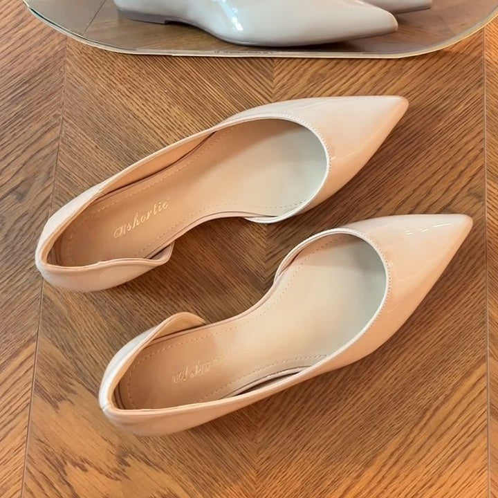Damen Elegante spitz zulaufende Lack-Ballerinas mit Memory-Fußbett Drune