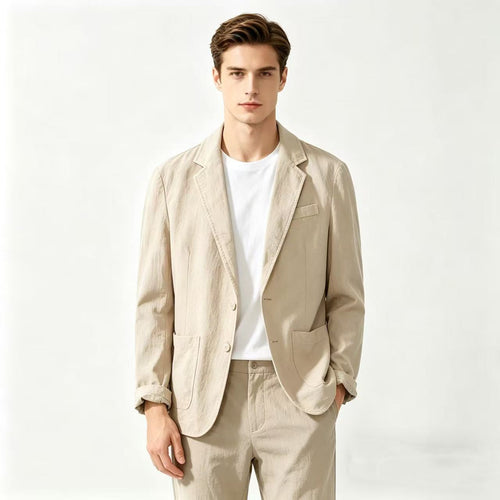 Herren nan leichter Leinenblazer mit modernem Slim-Fit Schnitt Drune