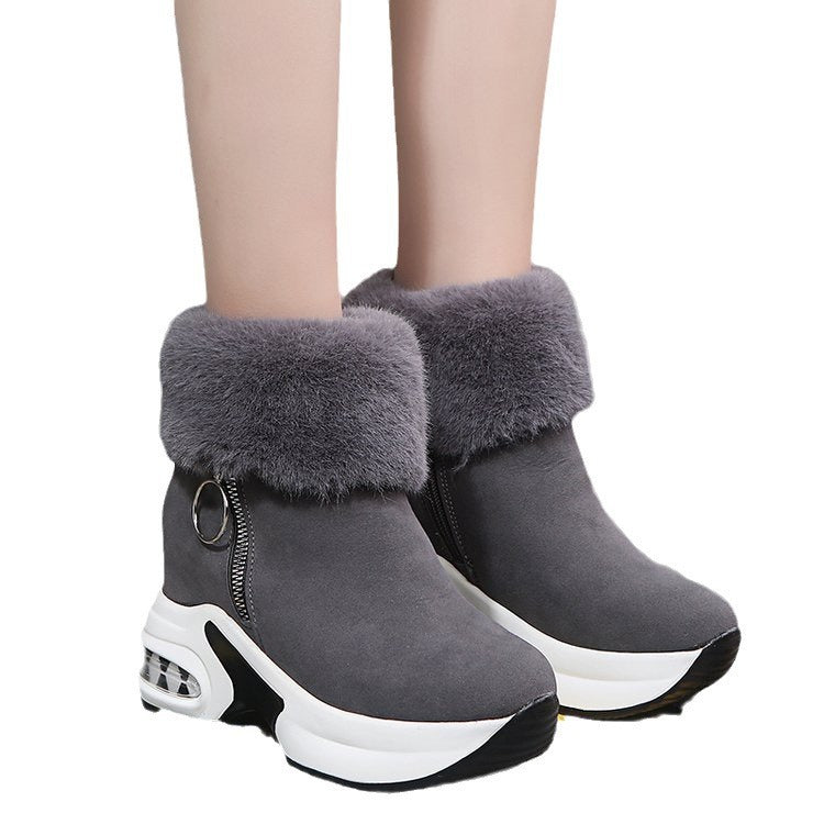 Damen Keilabsatz-Sneaker-Stiefelette mit Teddy-Kragen und Reißverschluss Drune