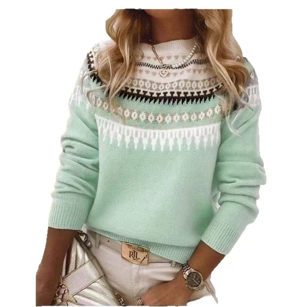Damen nan Norwegerpullover aus Wollmix mit Rundhalsausschnitt und traditionellem Fair-Isle-Yoke Drune