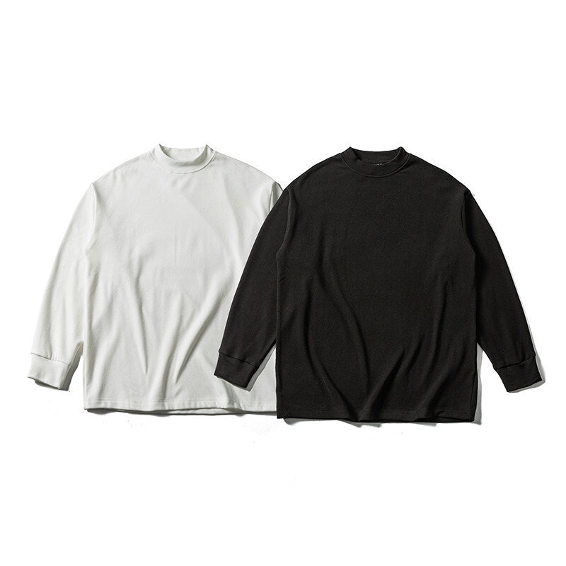 Unisex Oversize-Langarmshirt mit Mockneck aus Baumwollmischung Drune
